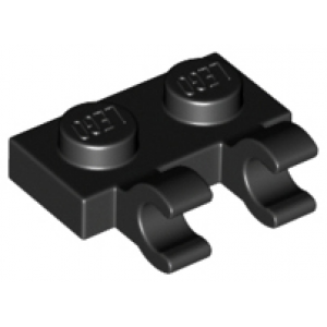 plaat 1x2 met 2 horizontale clips black